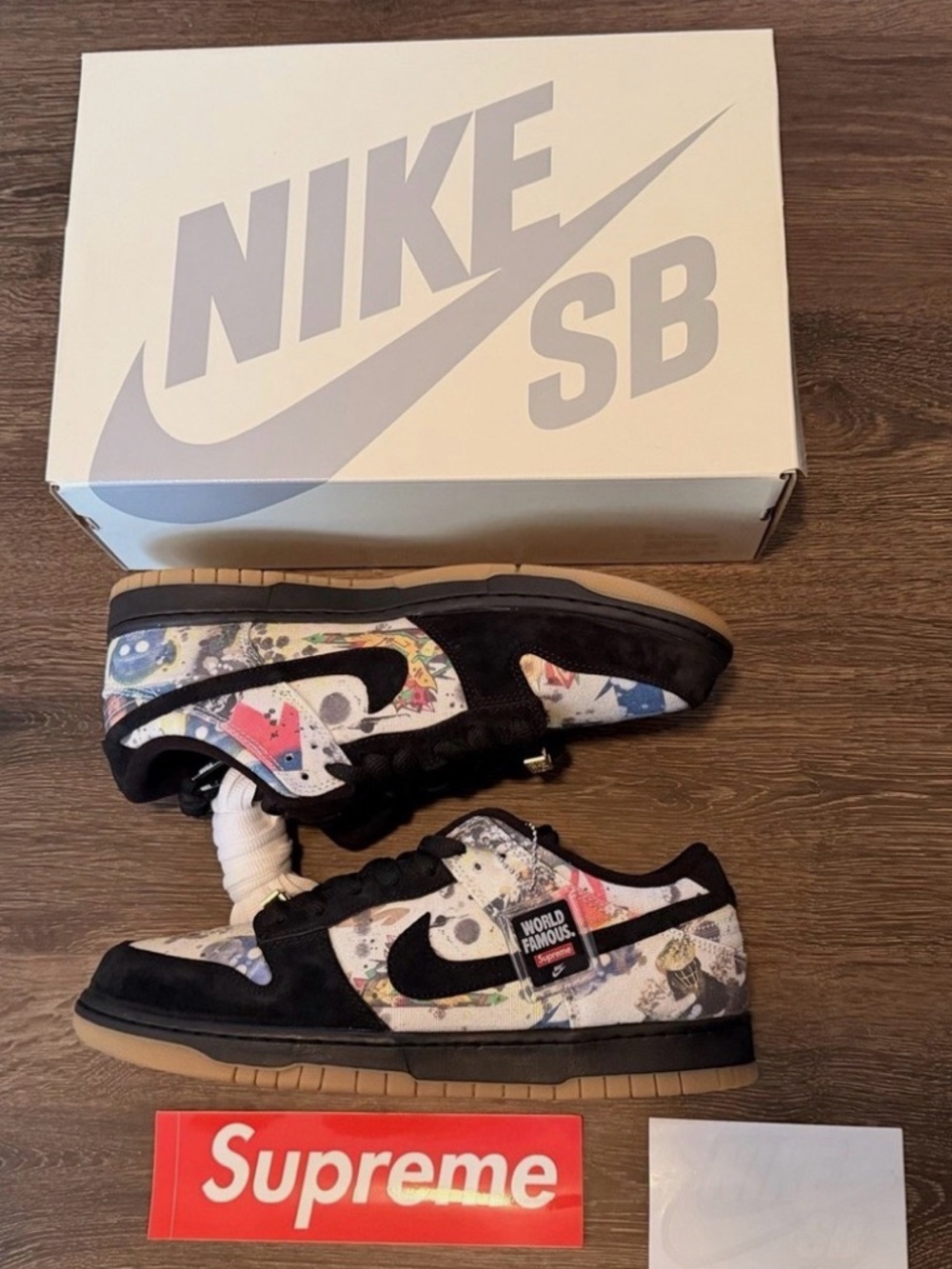 Supreme Kids Sneakers in Black with Multicolor Graphic Print